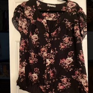 Flowered Mauve Blouse